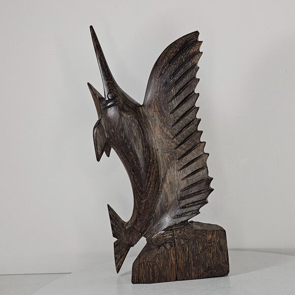 Hand-Carved Ironwood Swordfish Marlin Sculpture Figurine - Picture 8 of 8
